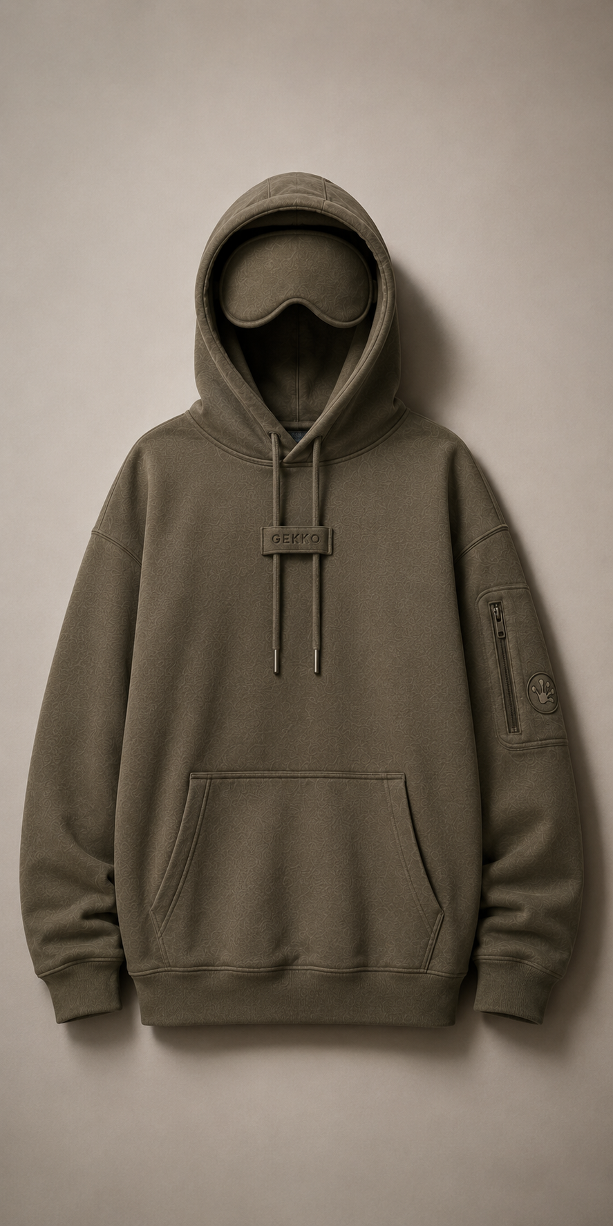 Gekko Recovery Hoodie with built in eye mask for travel and sports