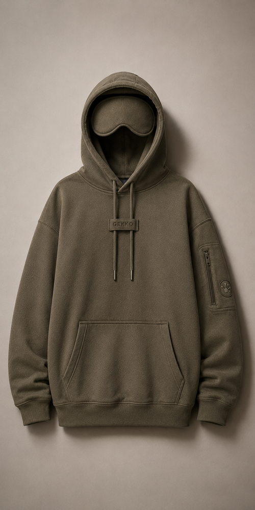 Gekko Recovery Hoodie with built in eye mask for travel and sports
